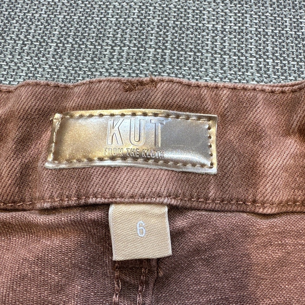 Kut from the Kloth Meg Fab Ab Wide Leg Jeans 6 Mauve High Rise Raw Hem - Picture 3 of 11